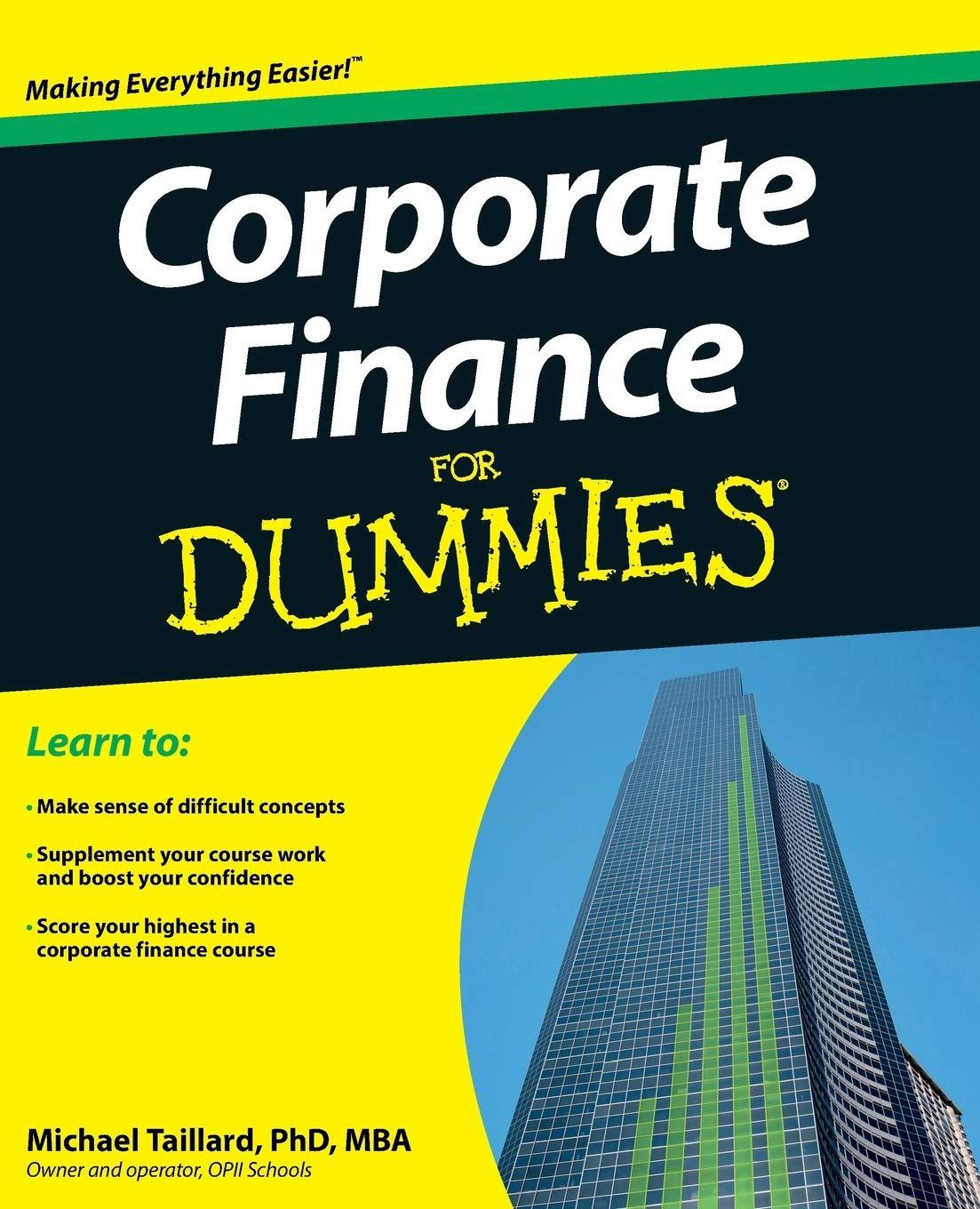 corporate finance for dummies 1st edition michael taillard 1118412796, 978-1118412794