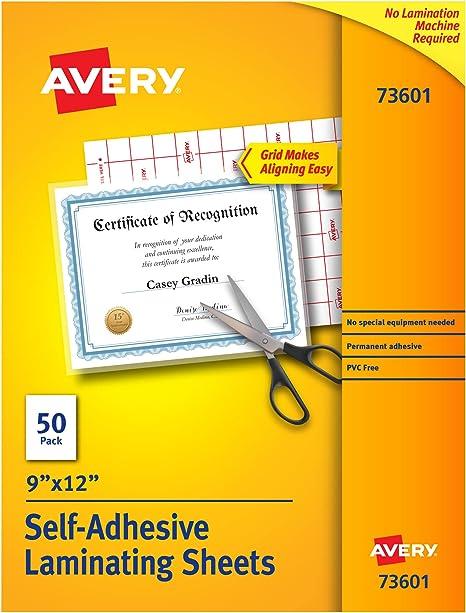avery self adhesive laminating sheets  ?avery b00007e7d2