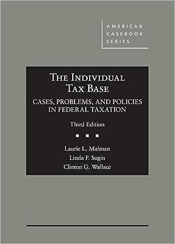 the individual tax base cases problems and policies in federal taxation 3rd edition laurie malman, linda
