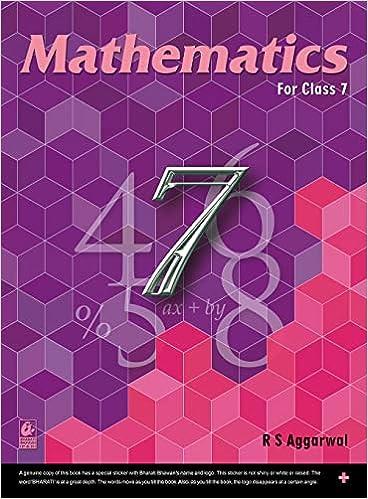 mathematics for class 7 1st edition r.s. aggarwal 817709985x, 978-8131602591