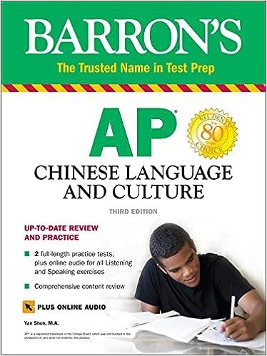 barrons ap chinese language and culture up too date review and practice 3rd edition yan shen, joanne shang