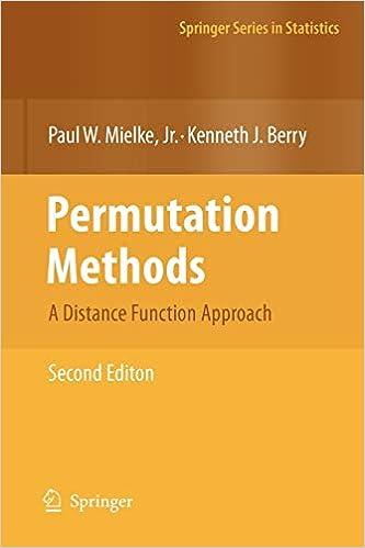 permutation methods a distance function approach 1st edition paul w. mielke , kenneth j. berry 1441924167,