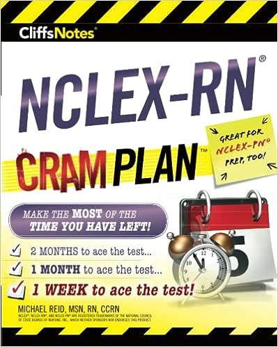 cliffsnotes nclex-rn cram plan 1st edition micheal reid 978-1328900838