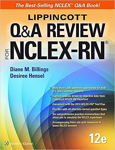 lippincott q and a review for nclex-rn 12th edition r.n. billings, diane m 1469886618, 978-1469886619