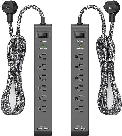 mifaso 2 pack surge protector power strip with 6 outlets 2 usb  mifaso b082dvccdr