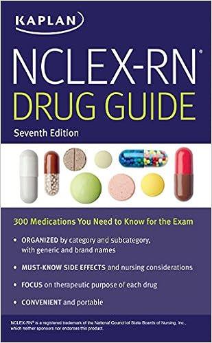 nclex-rn drug guide 300 medications you need to know for the exam 7th edition kaplan nursing 1506223478,
