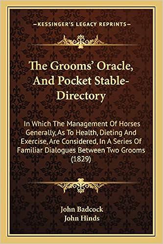 The Grooms Oracle And Pocket Stable Directory In Which The Management Of Horses Generally As To Health Dieting And Exercise Are Considered In A Serious Of Familiar Dialogues Between Two Grooms 1829