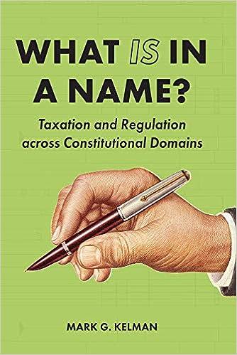 what is in a name taxation and regulation across constitutional domains 1st edition mark kelman 1531014720,