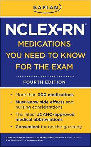 nclex-rn medications you need to know for the exam 4th edition kaplan 1607146657, 978-1607146650