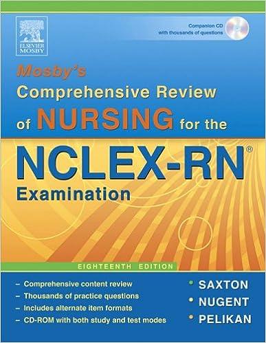 mosbys comprehensive review of nursing for nclex-rn examination 1st edition patricia m. nugent, judith s.