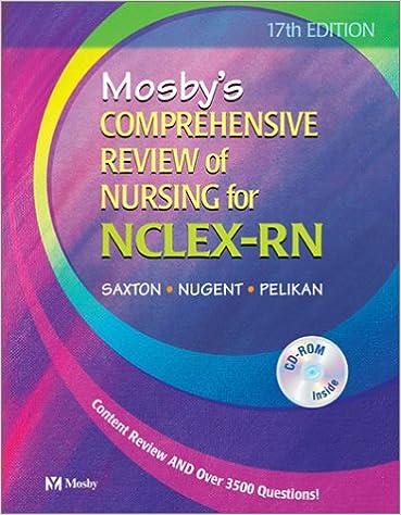 mosbys comprehensive review of nursing for nclex-rn 17th edition saxton, nugent, pelikan, 0323016421,