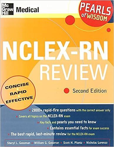 nclex-rn review 2nd edition sheryl gossman, william gossman, scott plantz, nicholas lorenzo 0071464344,