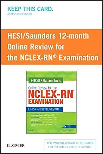 hesi saunders online review for the nclex-rn examination 1st edition linda anne silvestri, hesi 1455744751,