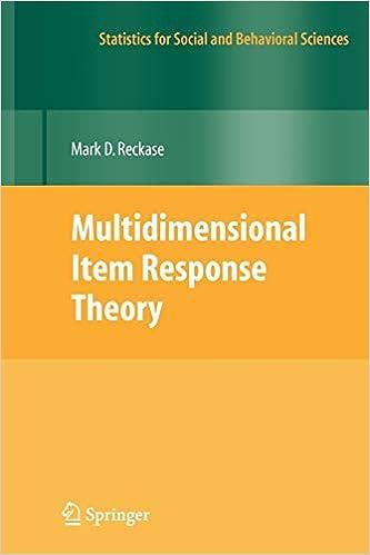 multidimensional item response theory statistics for social and behavioral sciences 1st edition m.d. reckase