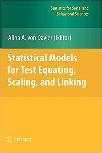 statistical models for test equating scaling and linking statistics for social and behavioral sciences 1st