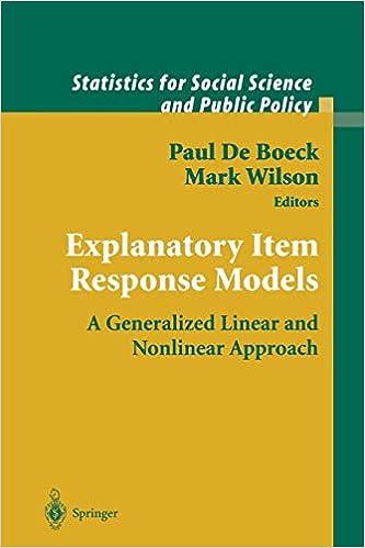 explanatory item response models a generalized linear and nonlinear approach statistics for social and