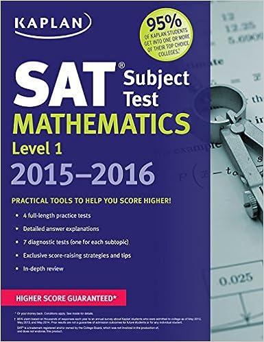 sat subject test mathematics level 1 2015-2016 2016 edition kaplan 1618658417, 978-1618658418