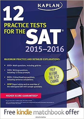 12 practice tests for the sat 2015-2016 9th edition kaplan 162523161x, 978-1625231611