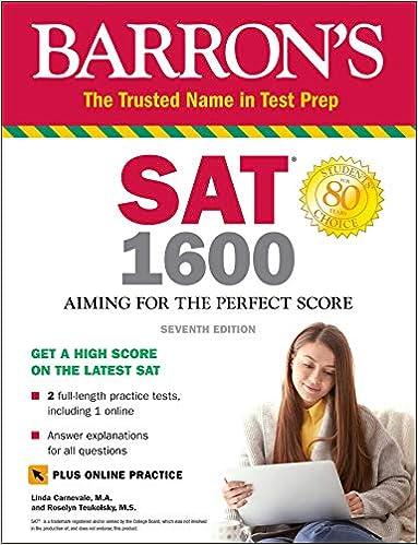 barrons sat 1600 aiming for the perfect score 7th edition linda carnevale, roselyn teukolsky 1438012233,