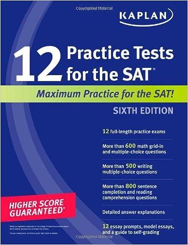 12 practice tests for the sat maximum practice for the sat 6th edition kaplan 1607146649, 978-1607146643