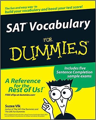 sat vocabulary for dummies 1st edition suzee vlk 0764525468, 978-0764525469