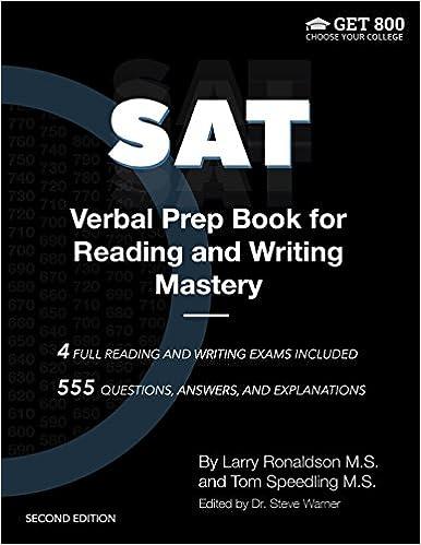sat verbal prep book for reading and writing mastery 1st edition steve warner, larry ronaldson, tom speedling
