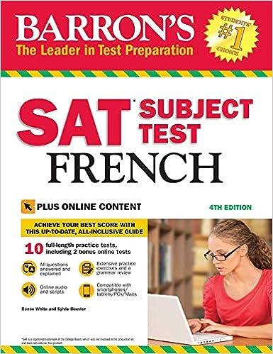 barrons sat subject test french 4th edition renee white, sylvie bouvier 143807767x, 978-1438077673