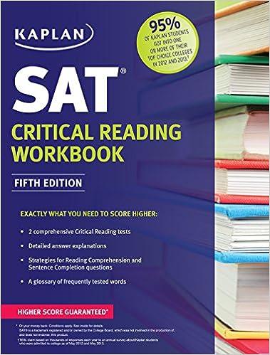 sat critical reading workbook 5th edition kaplan 1618655892, 978-1618655899