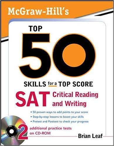 top 50 skills for a top score sat critical reading and writing 1st edition brian leaf 0071613951,