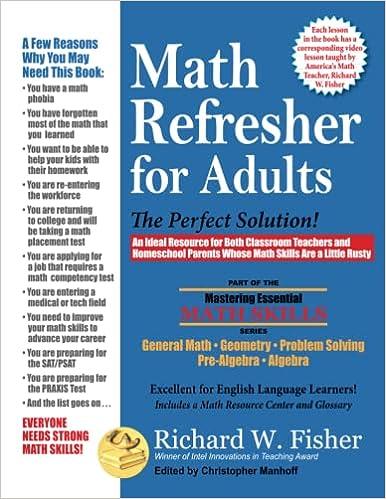 math refresher for adults the perfect solution 1st edition richard w fisher 0999443364, 978-0999443361