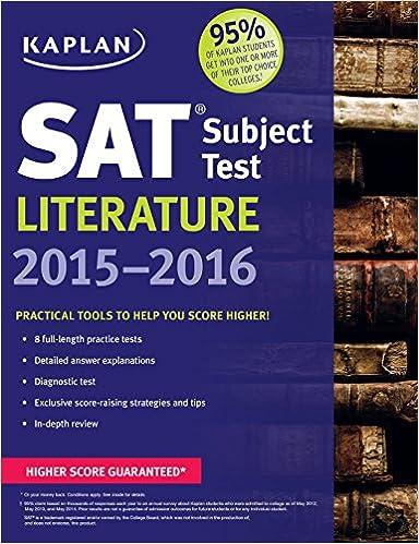 sat subject test literature 2015-2016 2016 edition kaplan 1618658492, 978-1618658494