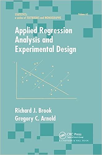 applied regression analysis and experimental design 1st edition richard j. brook, gregory c. arnold