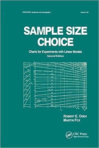 sample size choice charts for experiments with linear models 2nd edition robert e. odeh, martin fox
