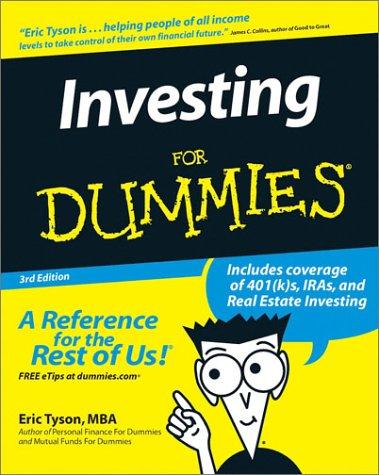 investing for dummies 3rd edition eric tyson 0764524313, 978-0764524318