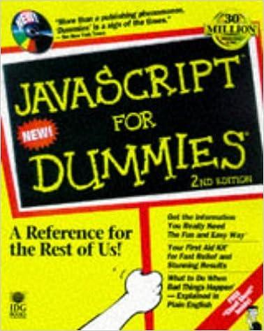javascript for dummies 2nd edition emily a. vander veer, rich tennant 0764502239, 978-0764502231