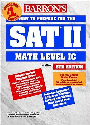 barrons how to prepare for the sat ii mathematics level i c 8th edition james j. rizzuto 0764107704,