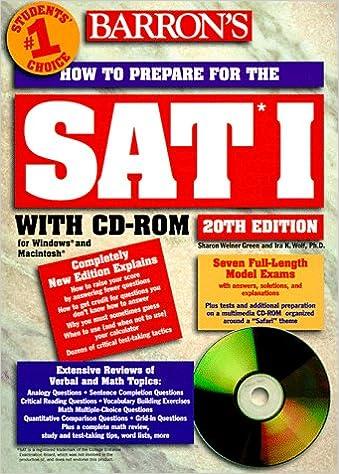 barrons how to prepare for the sat 1 20th edition sharon green, ph.d. wolf 0764171208, 978-0764171208