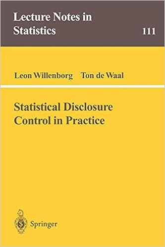 statistical disclosure control in practice 1st edition leon willenborg , ton de waal 0387947221,