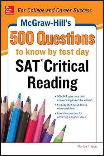 500 questions to know by test day sat critical reading 1st edition cynthia knable 0071820604, 978-0071820608