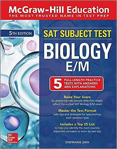 sat subject test biology e/m 5th edition stephanie zinn 1260135349, 978-1260135343