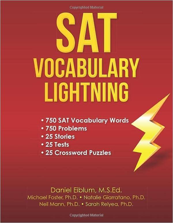 sat vocabulary lightning 1st edition daniel c. eiblum, fugate liflig, alvin malpaya, eliza mcgraw, alison