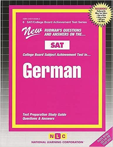 new rudmans questions and answers on the sat college board subject achievement test in german 1st edition
