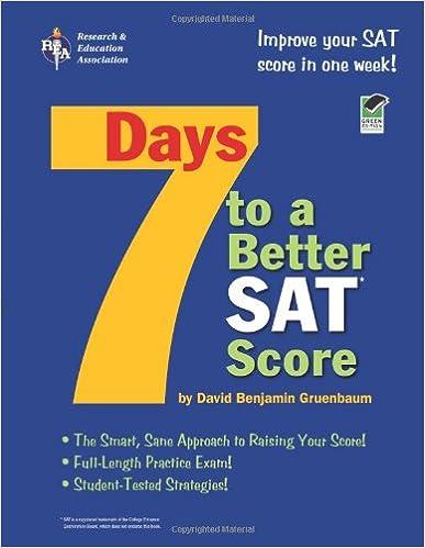 7 days to a better sat score 1st edition david benjamin gruenbaum 0738600849, 978-0738600840