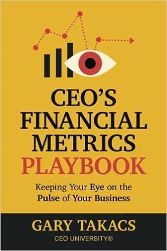 ceos financial metrics playbook keep your eye on the pulse of your business 1st edition gary c takacs