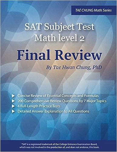 sat subject test math level 2 final review 1st edition tae hwan chung 1974148157, 978-1974148158