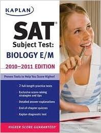 sat subject test biology e/m 2010-2011 2011 edition kaplan b004vnxh02, 978-1419553455