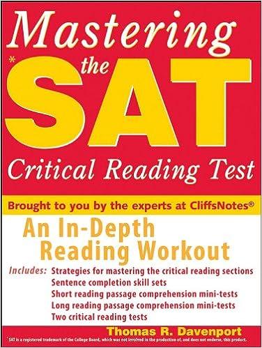 mastering the sat critical reading test 1st edition thomas r davenport 047004201x, 978-0470042014