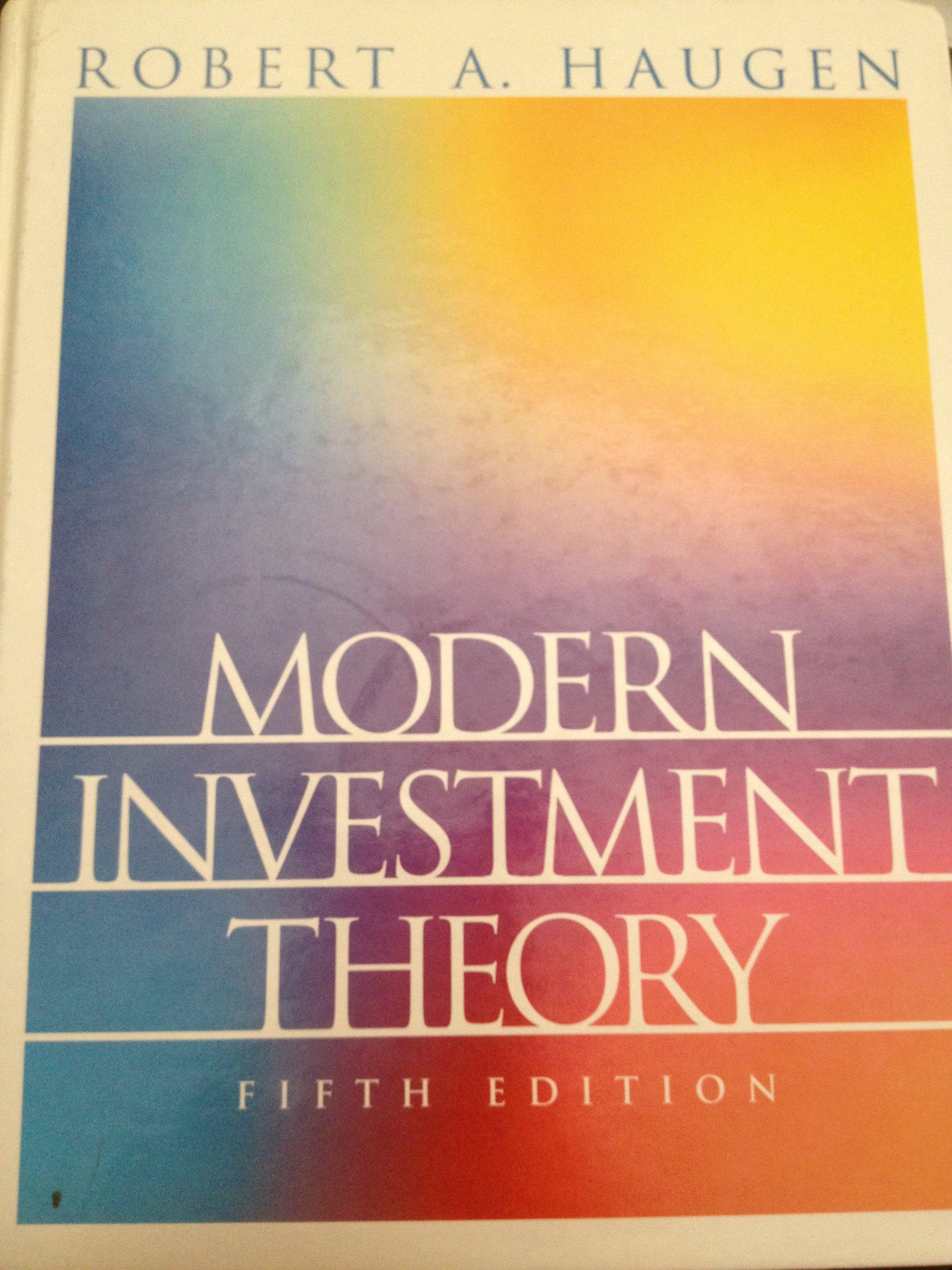 modern investment theory 5th edition robert a. haugen 0130191701, 978-0130191700