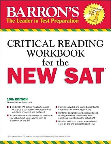 barrons critical reading workbook for the new sat 15th edition brian stewart 1438005768, 978-1438005768