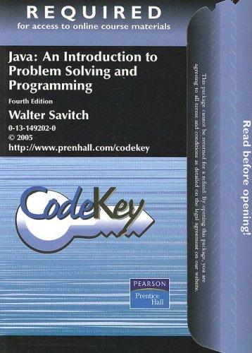java student access code an introduction to problem solving and programming 4th edition walter savitch